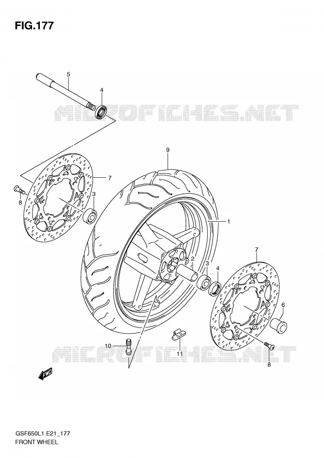 ROUE AVANT (GSF650L1 E21) Suzuki MOTO 650 BANDIT 2011  GSF650AL1(E21)