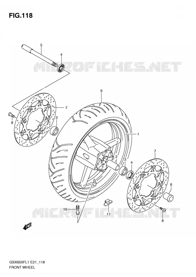 ROUE AVANT (GSX650FL1 E24) Suzuki MOTO 650 GSX-F 2011  GSX650FAL1(E21)