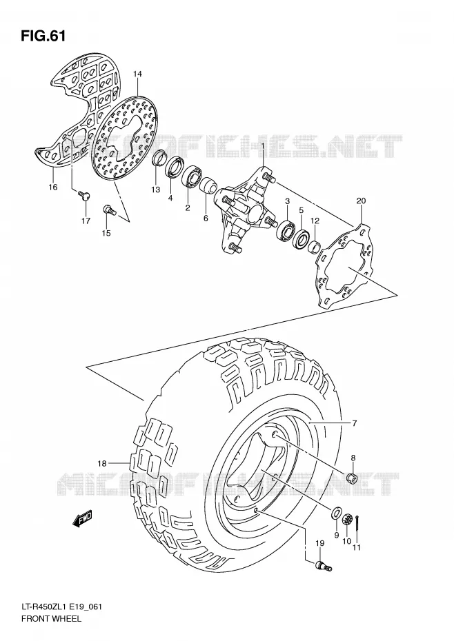 ROUE AVANT (LT-R450ZL1 E19) Suzuki QUAD 450 QUADRACER 2011  LT-R450ZL1(E19)