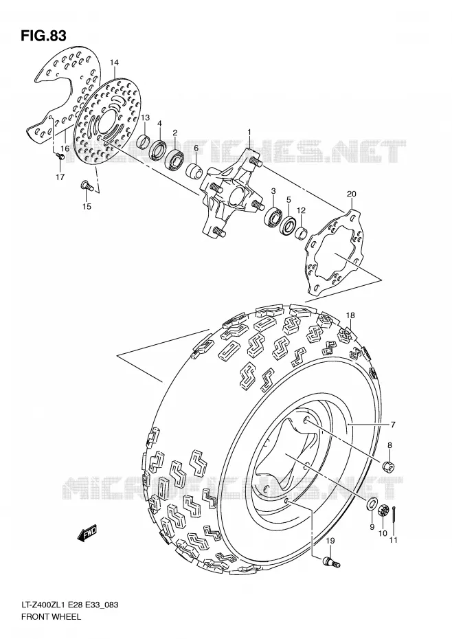 ROUE AVANT (LT-Z400ZL1 E28) Suzuki QUAD 400 QUADSPORT 2011  LT-Z400ZL1(E28/E33)
