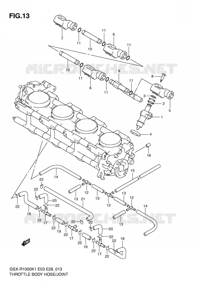 SYSTÈME D'INJECTION (GSX-R1000K1) Suzuki MOTO 1000 GSX-R 2002  GSX-R1000K2(E3/E28)