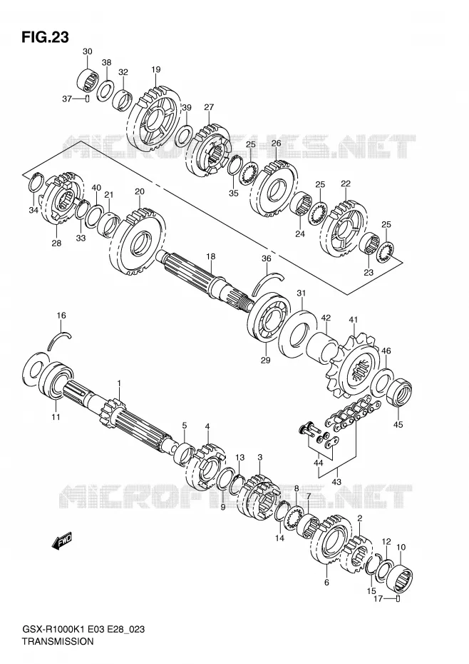 TRANSMISSION Suzuki MOTO 1000 GSX-R 2001  GSX-R1000K1(E3/E28)