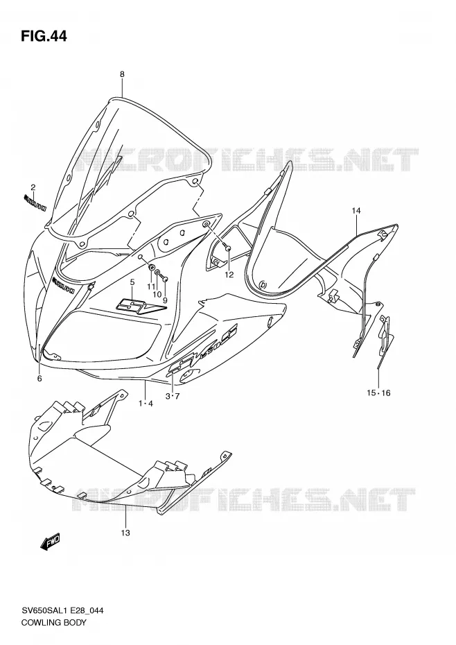 CARENAGES - ETIQUETTES Suzuki MOTO 650 SV-S 2011  SV650SAL1(E28)