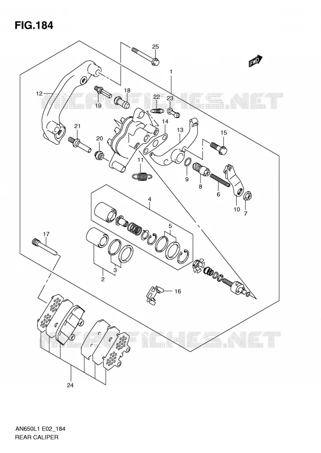 ETRIER DE FREIN ARRIERE (AN650AL1 E2) Suzuki SCOOTER 650 BURGMAN 2011  AN650L1(E2)
