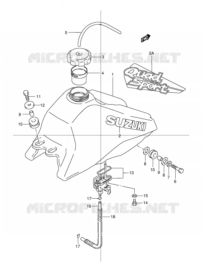 RESERVOIR D'ESSENCE (MODELE T/V/W/X/Y) Suzuki QUAD 80 QUADSPORT 1999  LT80X(P1)