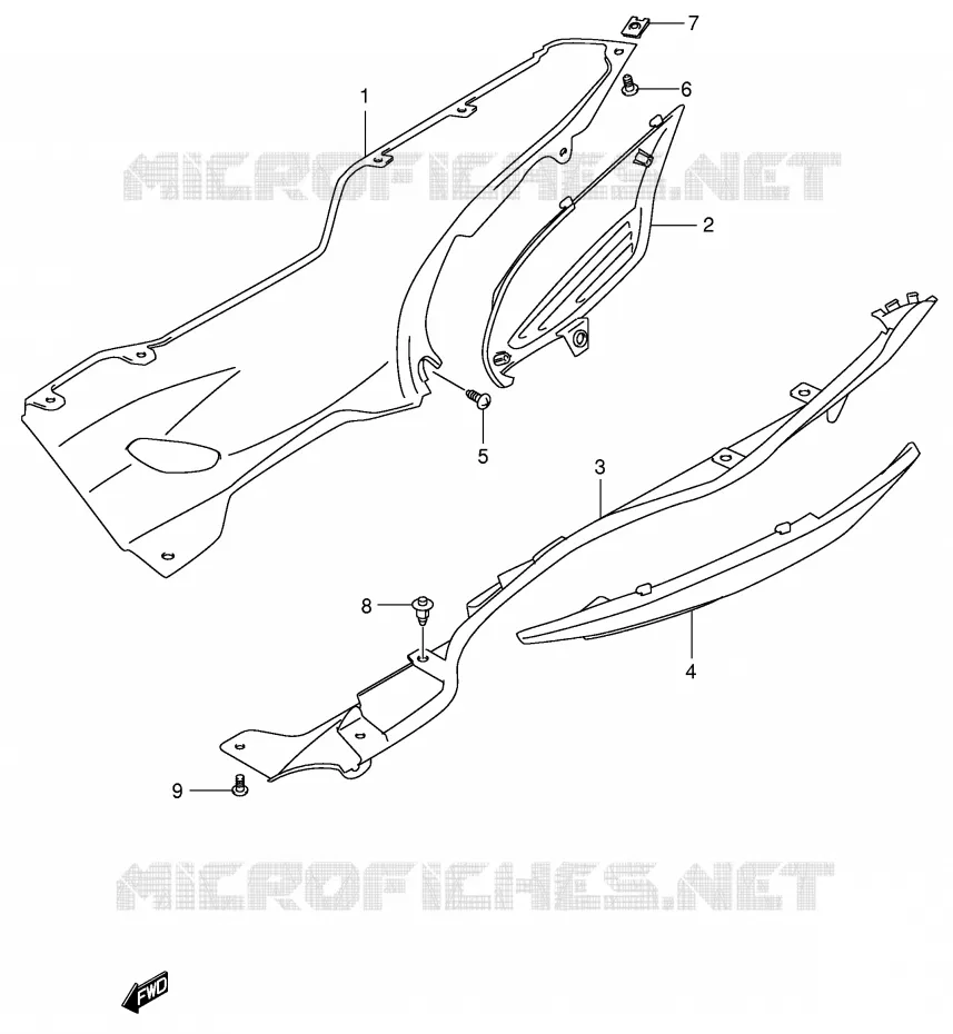 CARENAGES INFERIEUR (MODELE X) Suzuki SCOOTER 400 BURGMAN 2000  AN400Y(E2)