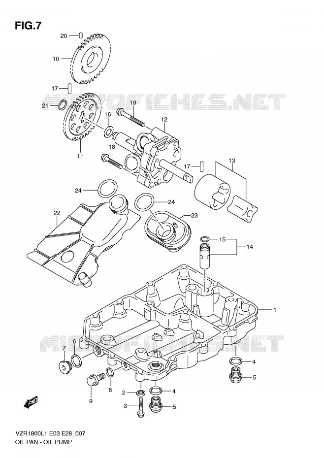 CARTER INFERIEUR - POMPE A HUILE Suzuki MOTO 1800 INTRUDER 2011  VZR1800L1(E3)