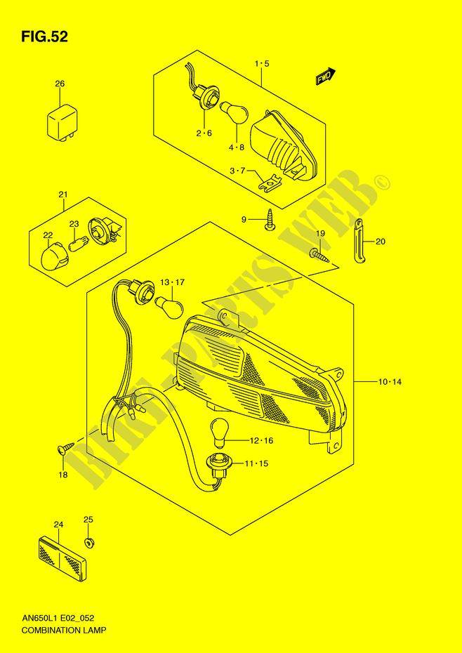 ENSEMBLE FEU ARRIERE   CLIGNOTANTS (AN650AL1 E2) pour Suzuki BURGMAN 650 2011