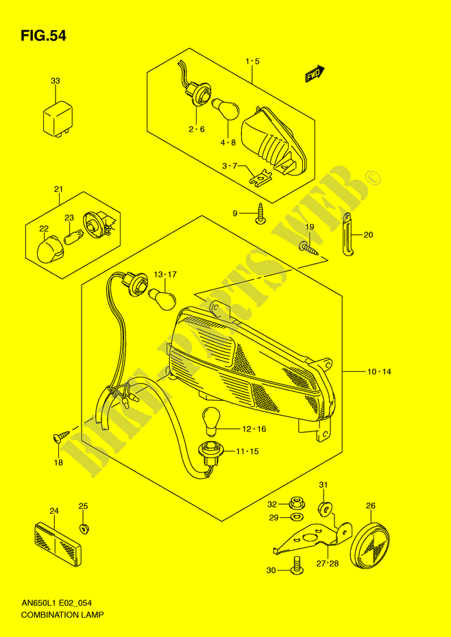 ENSEMBLE FEU ARRIERE   CLIGNOTANTS (AN650AL1 E24) pour Suzuki BURGMAN 650 2011