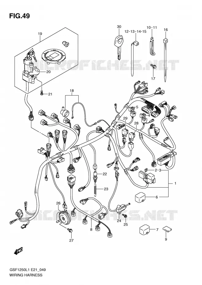 FAISCEAU ELECTRIQUE (GSF1250AL1 E24) Suzuki MOTO 1250 BANDIT 2011  GSF1250L1(E21)