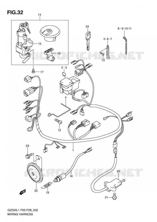 FAISCEAU ELECTRIQUE (MODEL P33) Suzuki MOTO 250 MARAUDER 2011  GZ250L1(P3)