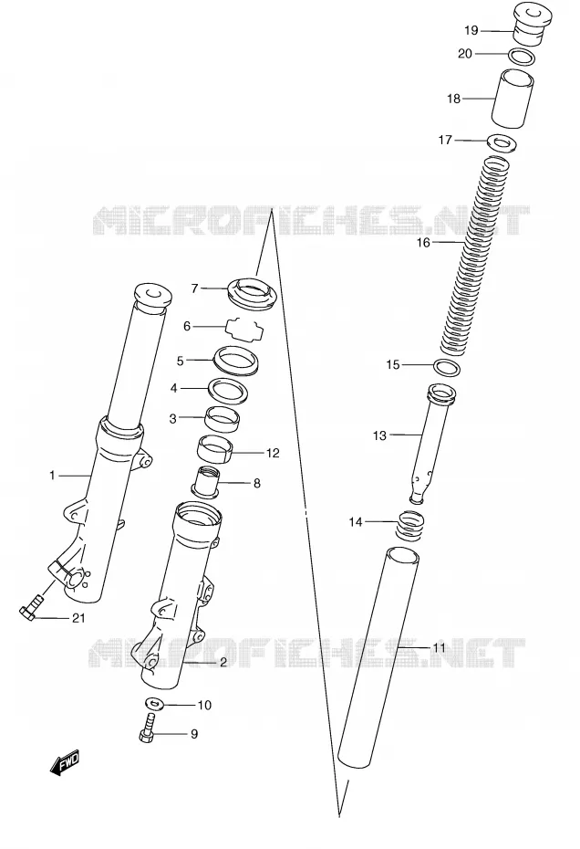 FOURCHE (MODELE W/X) Suzuki SCOOTER 250 BURGMAN 2000  AN250Y(E2)