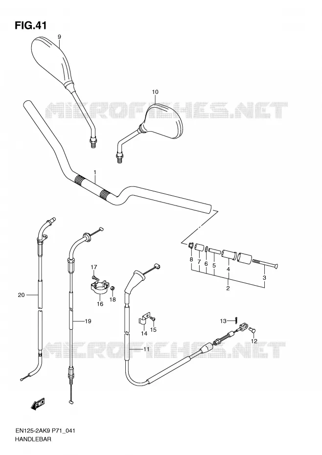 GUIDON (EN125-2A) Suzuki MOTO 125 EN 2009  EN125HUK9(P71)