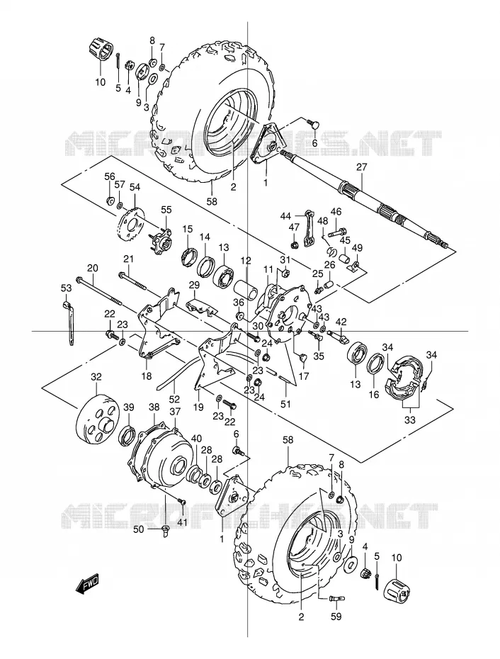 ROUE ARRIERE Suzuki QUAD 80 QUADSPORT 2000  LT80Y(P1)