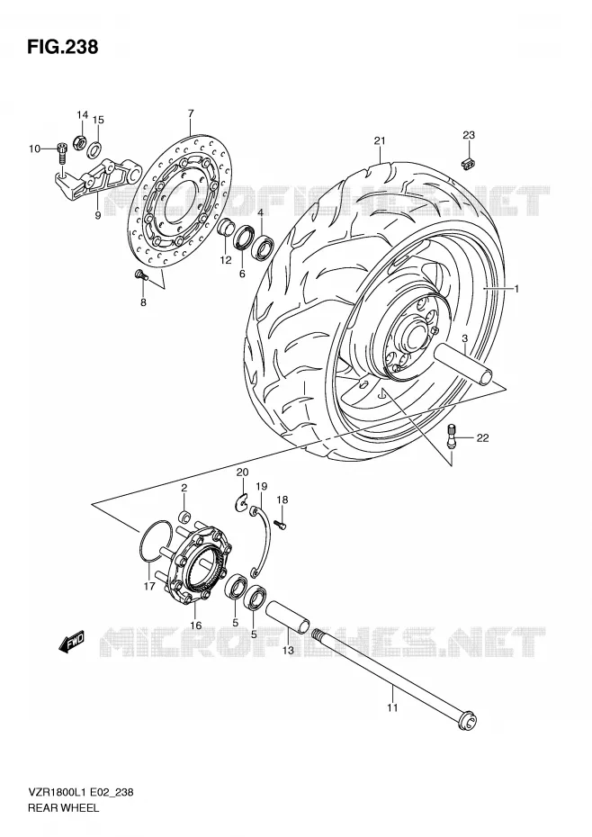 ROUE ARRIERE (VZR1800ZL1 E2) Suzuki MOTO 1800 INTRUDER 2011  VZR1800ZUFL1(E2)