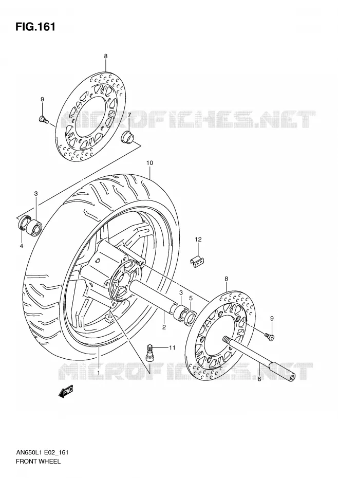 ROUE AVANT (AN650L1 E19) Suzuki SCOOTER 650 BURGMAN 2011  AN650AL1(E2)