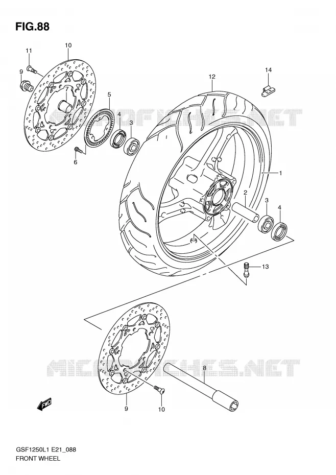 ROUE AVANT (GSF1250AL1 E24) Suzuki MOTO 1250 BANDIT 2011  GSF1250AL1(E21)