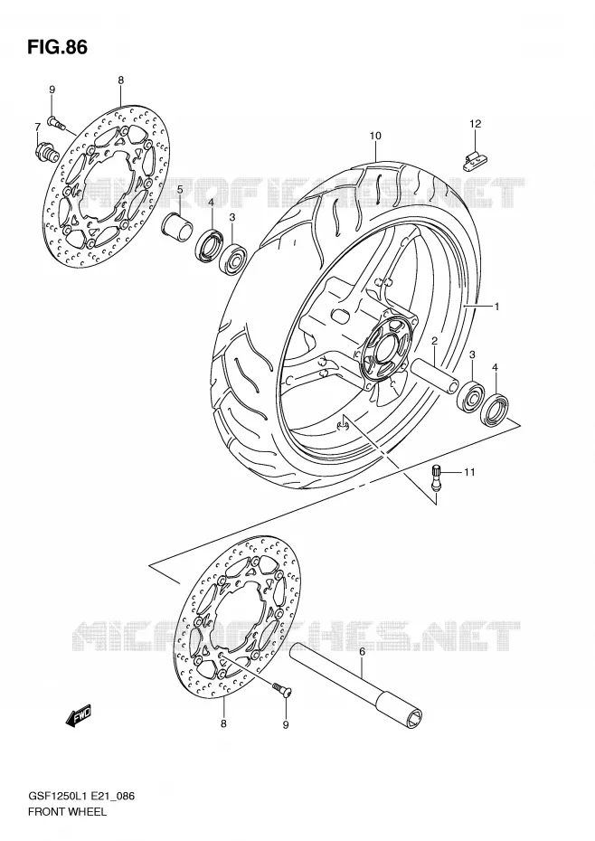 ROUE AVANT (GSF1250L1 E24) Suzuki MOTO 1250 BANDIT 2011  GSF1250AL1(E21)