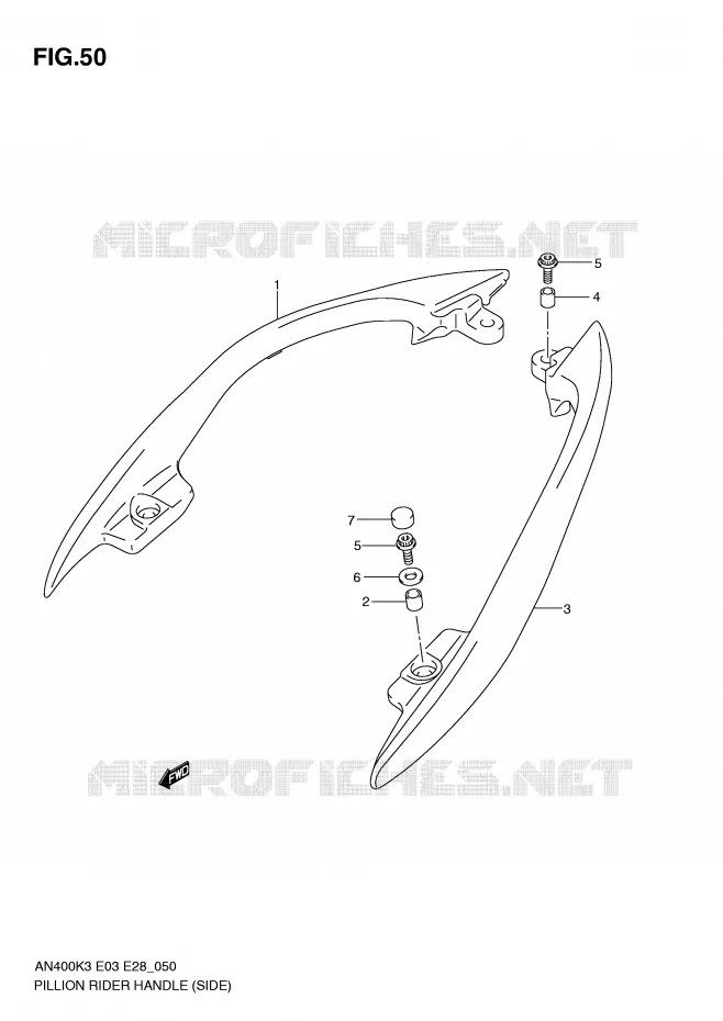 SUPPORT DOSSERET (SIDE)(MODELE K3) Suzuki SCOOTER 400 BURGMAN 2004  AN400K4(E3/E28)