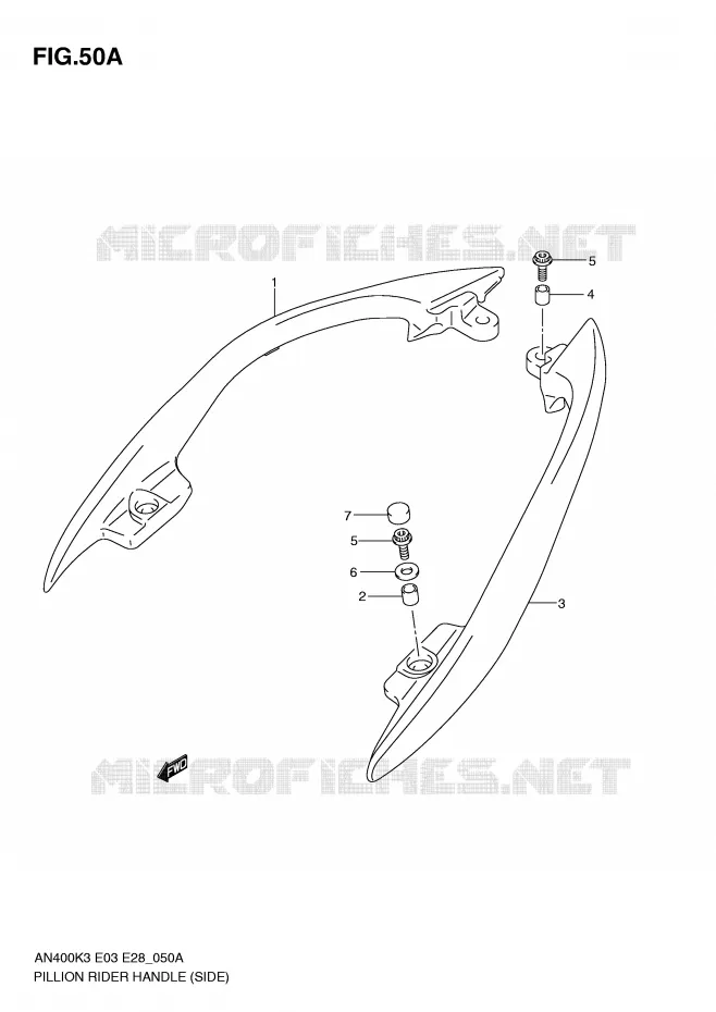 SUPPORT DOSSERET (SIDE)(MODELE K4) Suzuki SCOOTER 400 BURGMAN 2005  AN400K5(E3/E28)