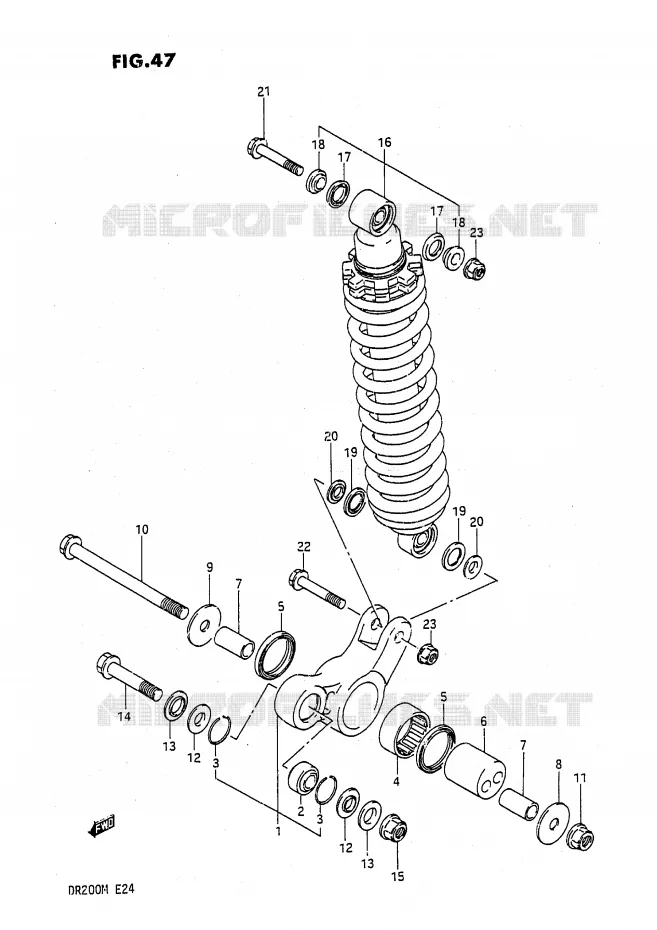 BIELLETTE DE SUSPENSION ARRIERE Suzuki MOTO 200 DR 1986  DR200G(E24)