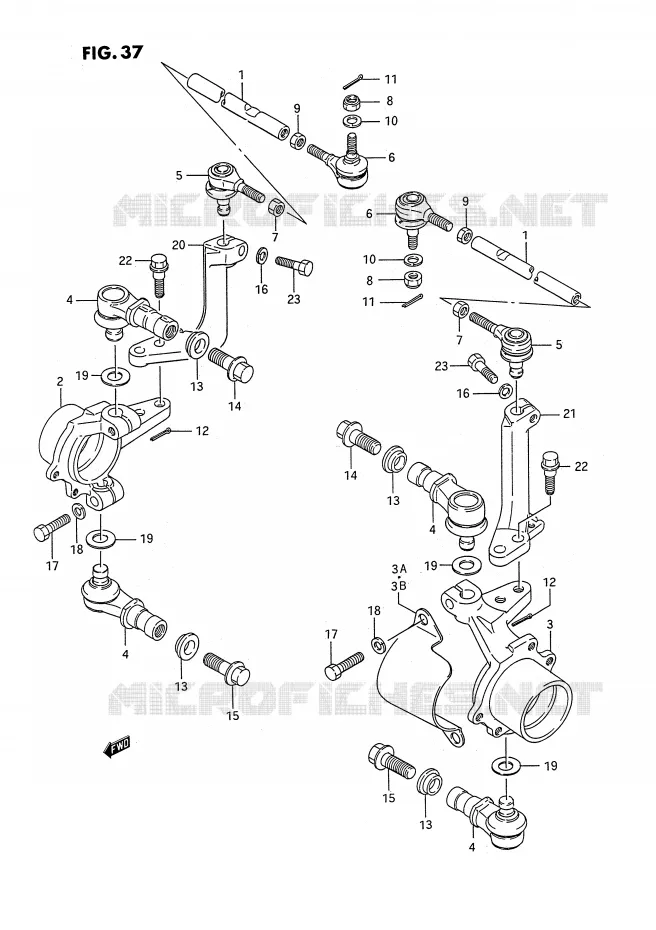 BIELLETTES DE DIRECTION - MOYEU Suzuki QUAD 250 QUADRUNNER 1993  LT-4WDP(E3)