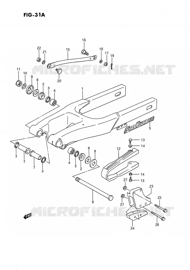 BRAS OSCILLANT ARRIERE (MODELE K) Suzuki MOTO 80 RM 1986  RM80G(E24)