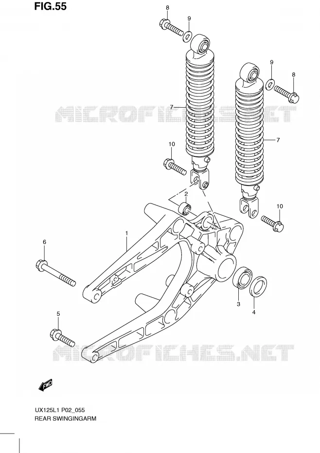 BRAS OSCILLANT ARRIERE Suzuki SCOOTER 125 SIXTEEN 2011  UX125L1(P02)