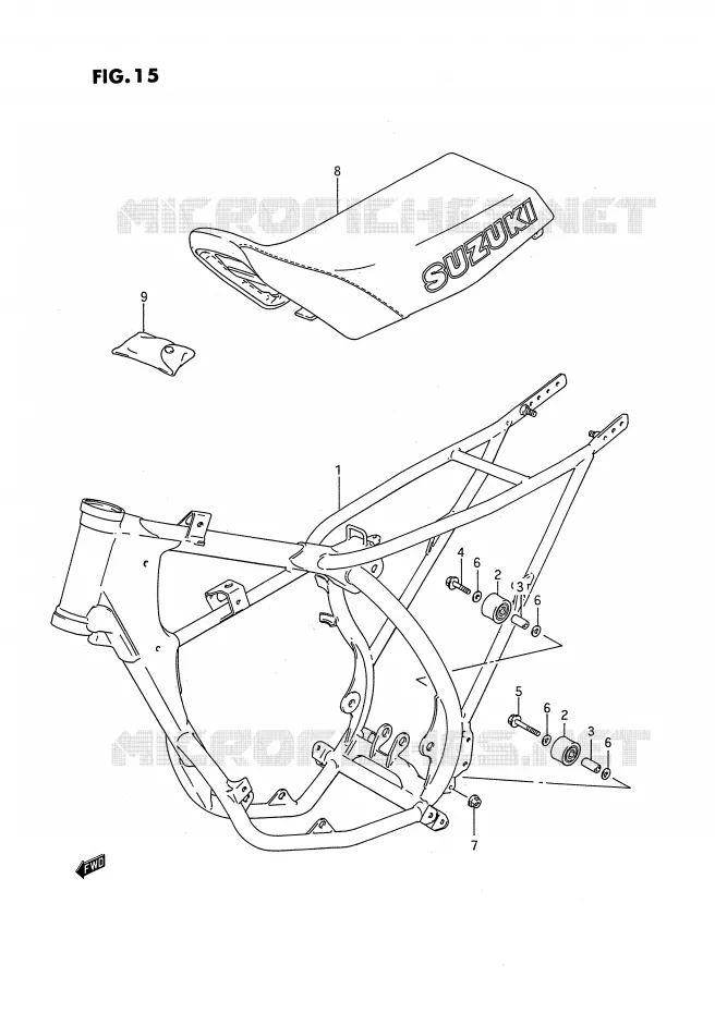 CADRE - SELLE (MODELE G) Suzuki MOTO 80 RM 1989  RM80K(E24)
