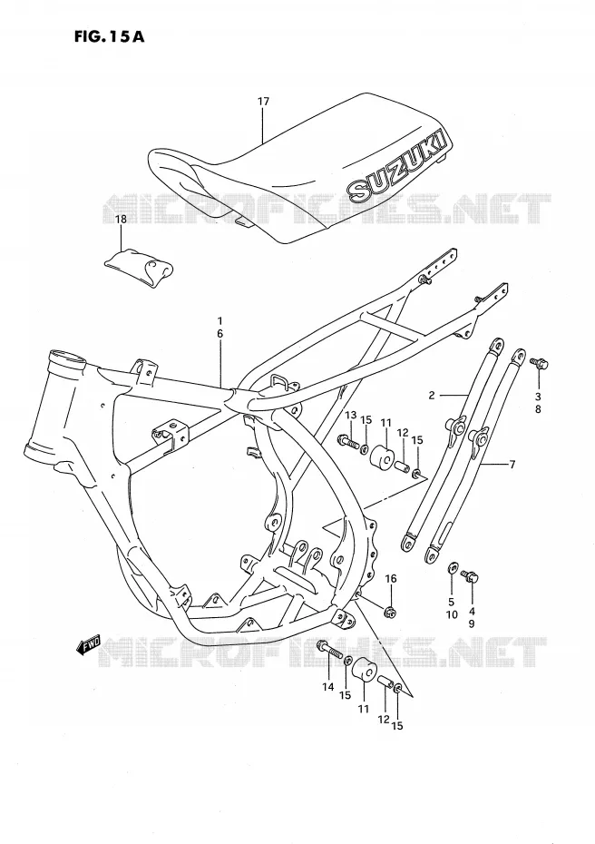 CADRE - SELLE (MODELE H/K/L) Suzuki MOTO 80 RM 1990  RM80L(E24)