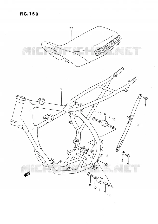 CADRE - SELLE (MODELE M/N) Suzuki MOTO 80 RM 1991  RM80M(E24)