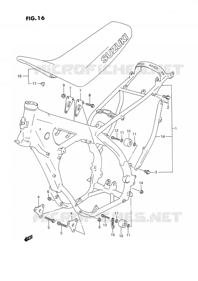 CADRE - SELLE (MODELE P) Suzuki MOTO 250 RM 1994  RM250R(E3)