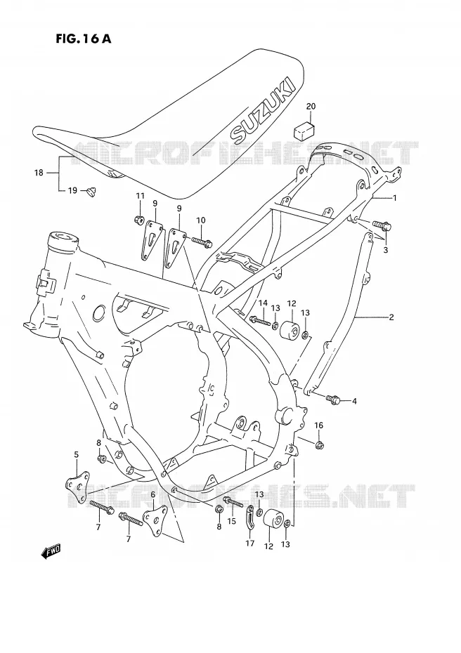 CADRE - SELLE (MODELE R/S) Suzuki MOTO 250 RM 1993  RM250P(E3)