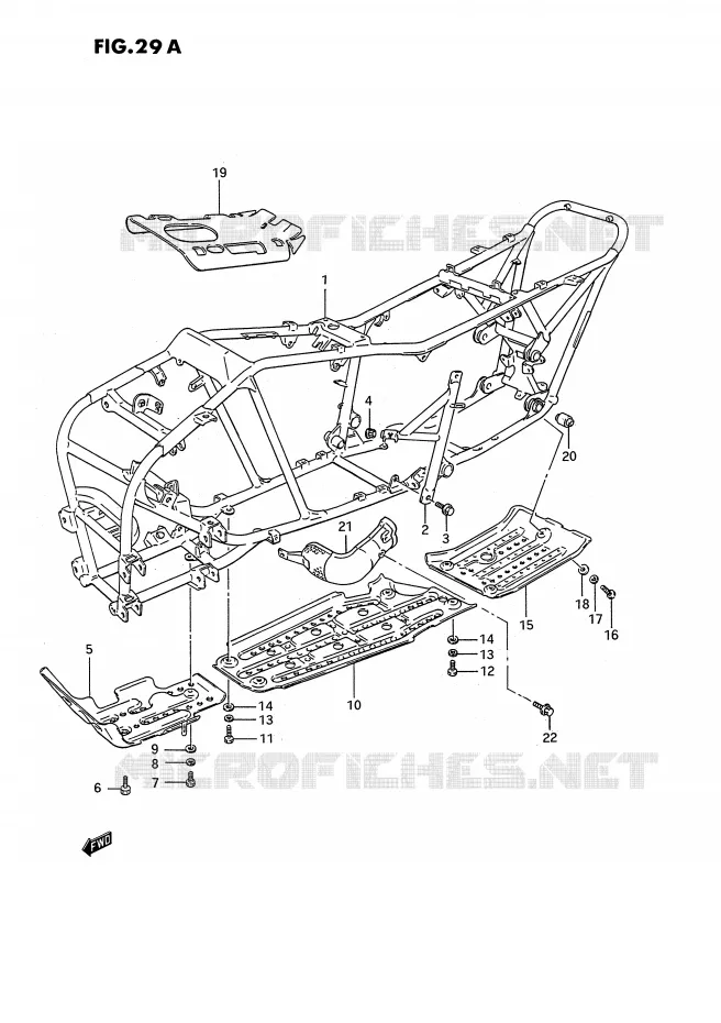 CADRE (MODELE L/M/N/P/R/S) Suzuki QUAD 250 QUADRUNNER 1988  LT-4WDJ(E3)