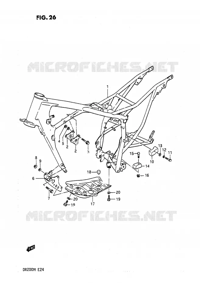 CADRE Suzuki MOTO 200 DR 1988  DR200J(E24)