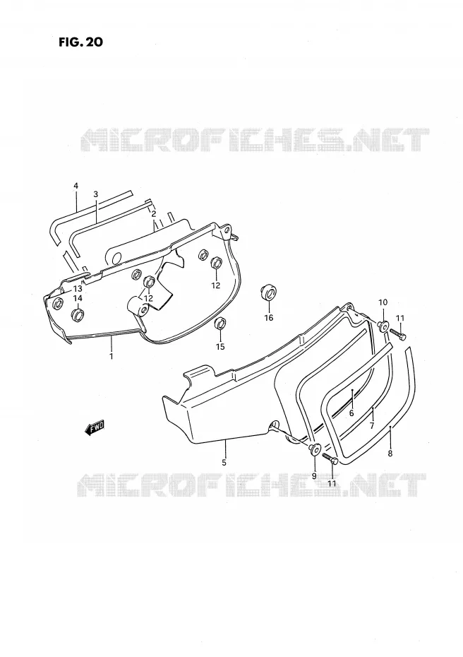 CARENAGES ARRIERE  (MODELE G/H/K/L) Suzuki MOTO 80 RM 1993  RM80P(E24)