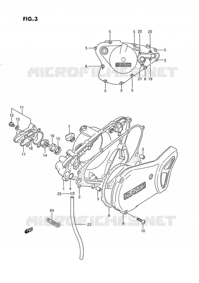 CARTER POMPE A EAU (MODELE G/H) Suzuki MOTO 80 RM 1987  RM80H(E24)