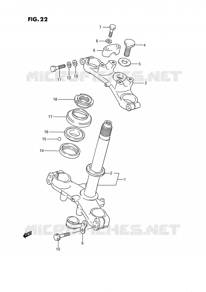 COLONNE DE DIRECTION (MODELE G/H) Suzuki MOTO 80 RM 1992  RM80N(E24)