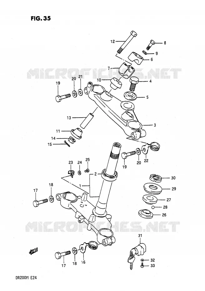 COLONNE DE DIRECTION (MODELE H/J/K/M) Suzuki MOTO 200 DR 1986  DR200G(E24)
