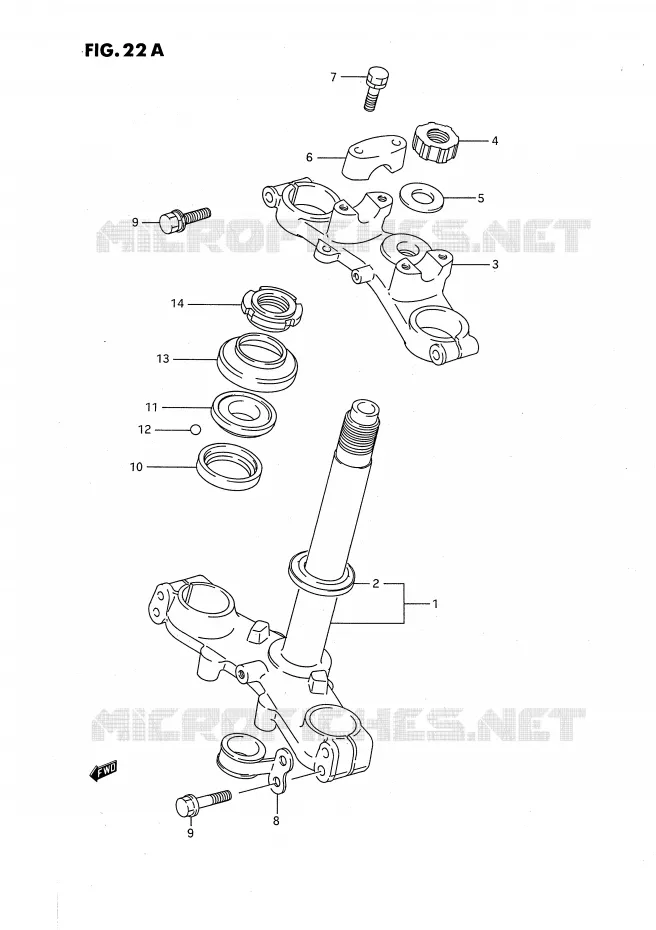 COLONNE DE DIRECTION (MODELE K) Suzuki MOTO 80 RM 1992  RM80N(E24)