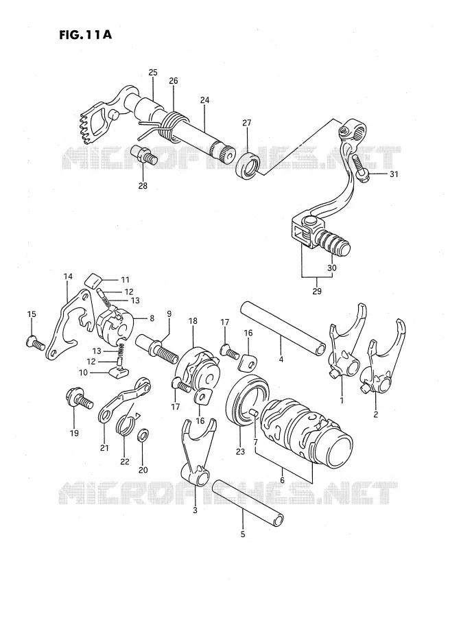 ENSEMBLE DE SELECTION DE VITESSES (MODELE K/L/M/N/P/R/S) Suzuki MOTO 80 RM 1991  RM80M(E24)