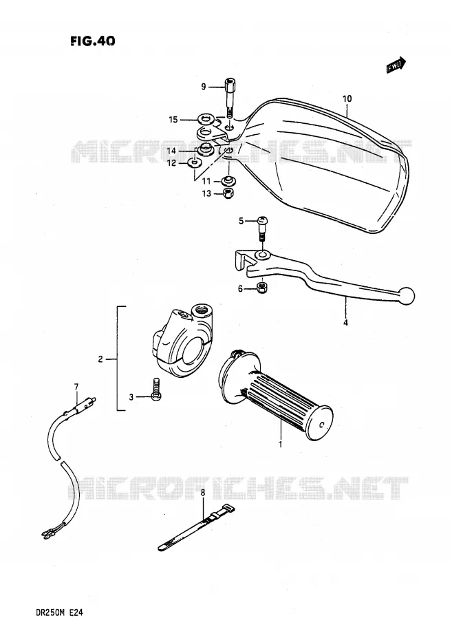 ENSEMBLE LEVIER - COMMODO DROIT Suzuki MOTO 200 DR 1989  DR200K(E24)