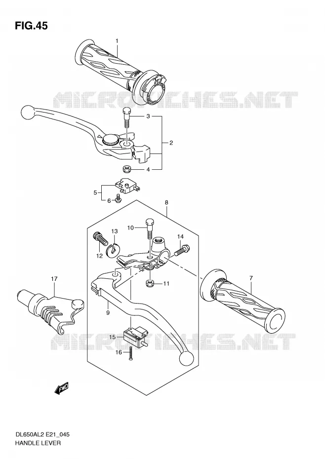 ENSEMBLE LEVIERS - POIGNEES Suzuki MOTO 650 V-STROM 2012  DL650AL2(E21)