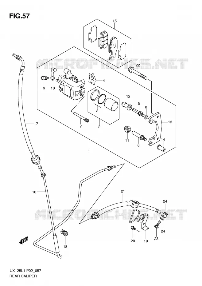 ETRIER DE FREIN ARRIERE Suzuki SCOOTER 125 SIXTEEN 2011  UX125L1(P02)