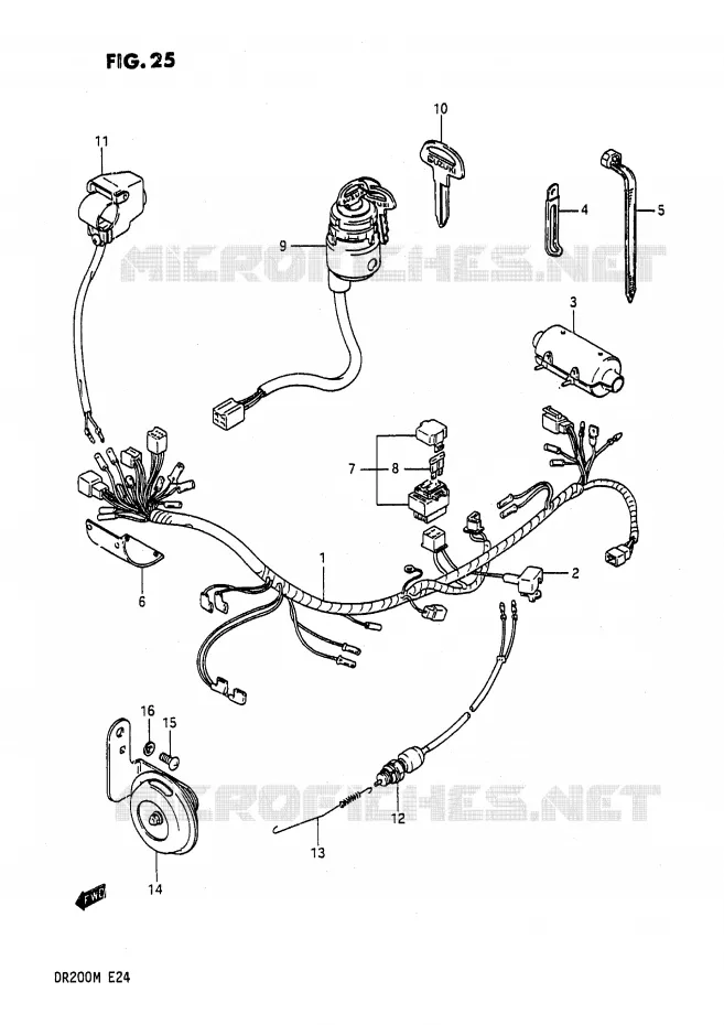 FAISCEAU ELECTRIQUE Suzuki MOTO 200 DR 1987  DR200H(E24)
