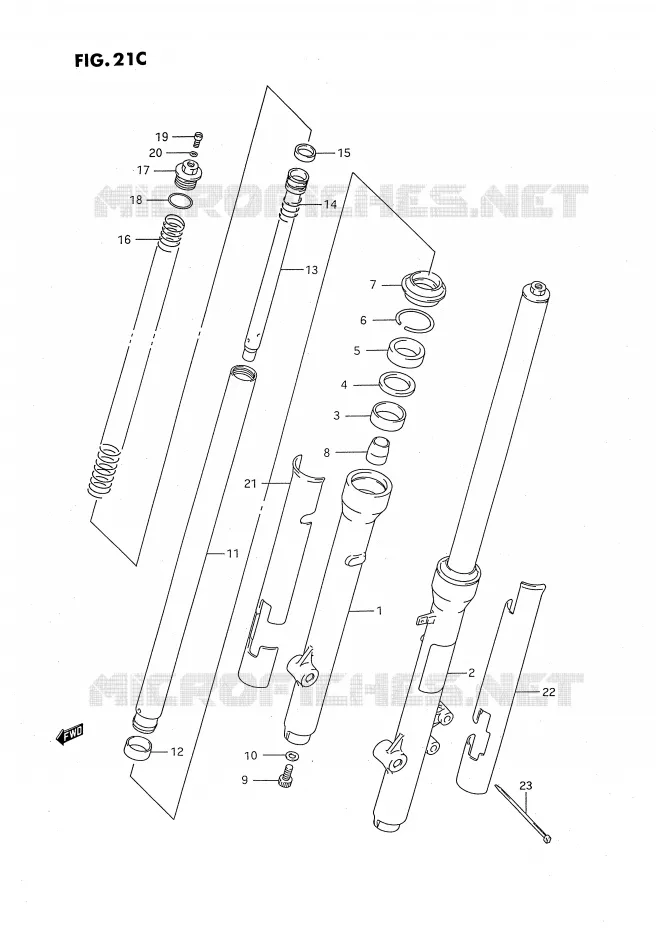 FOURCHE AVANT (MODELE S) Suzuki MOTO 80 RM 1992  RM80N(E24)