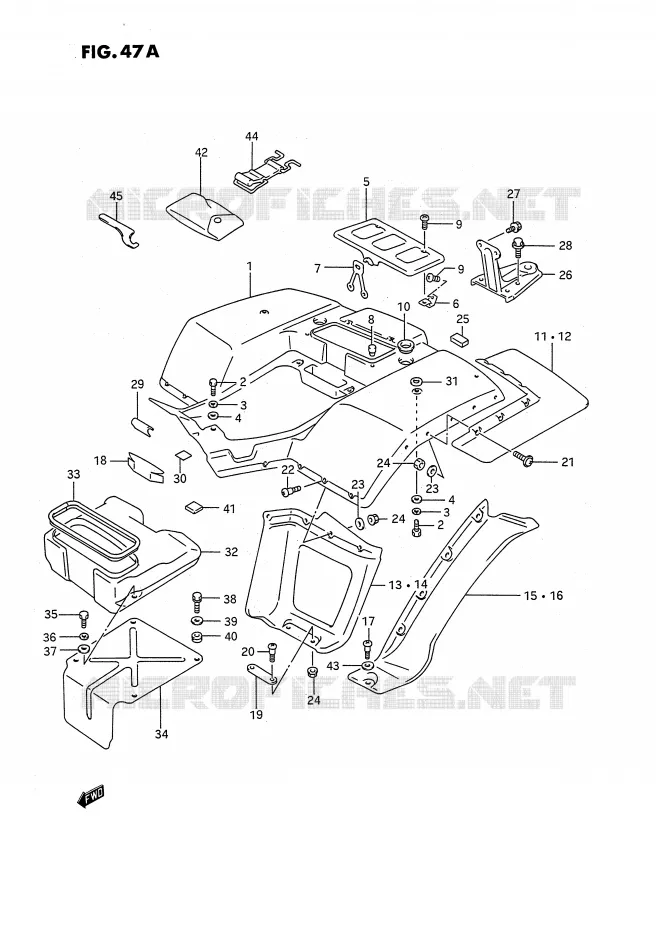 GARDE BOUE ARRIERE (MODELE M/N/P/R/S) Suzuki QUAD 250 QUADRUNNER 1995  LT-4WDS(E3)
