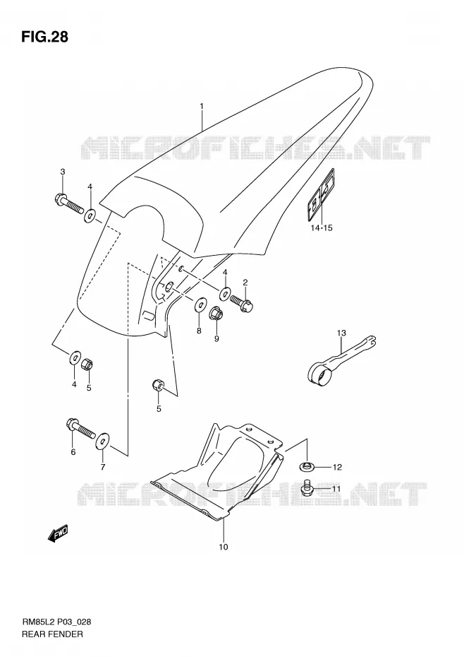 GARDE BOUE ARRIERE (RM85L2 P03) Suzuki MOTO 85 RM 2012  RM85LL2(P03)