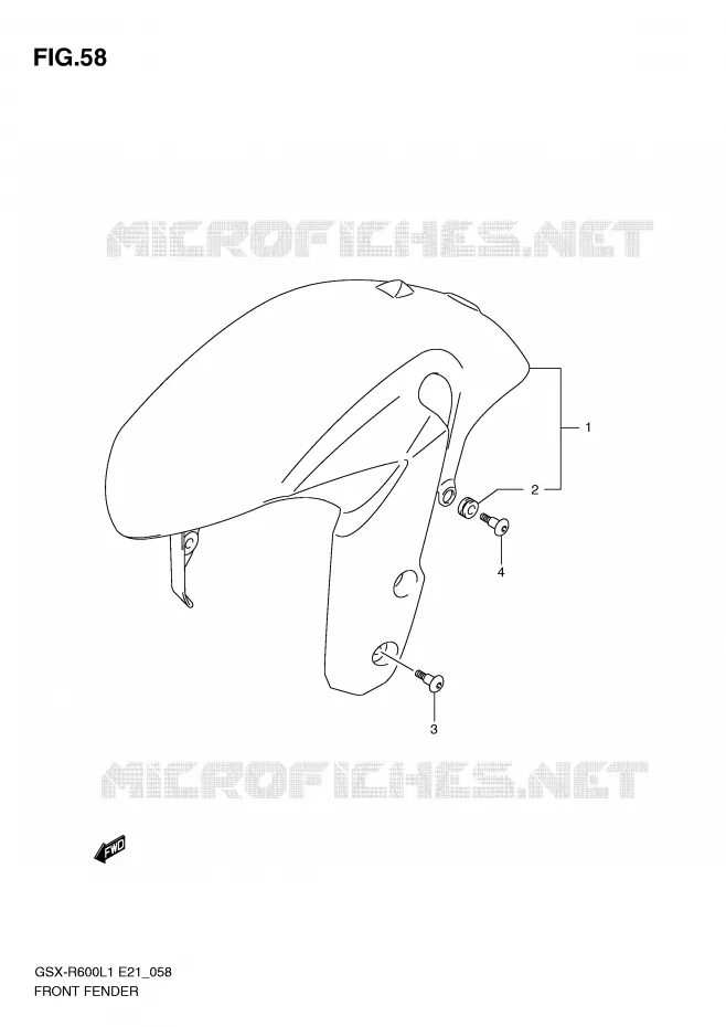GARDE BOUE AVANT (GSX-R600UEL1 E21) Suzuki MOTO 600 GSX-R 2011  GSX-R600UFL1(E21)