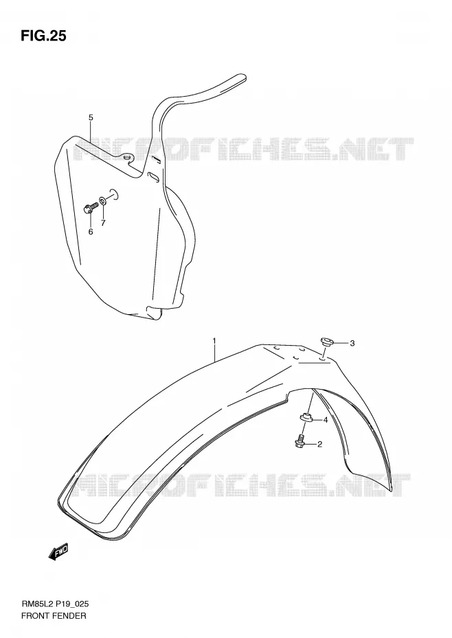 GARDE BOUE AVANT Suzuki MOTO 85 RM 2012  RM85LL2(P19)